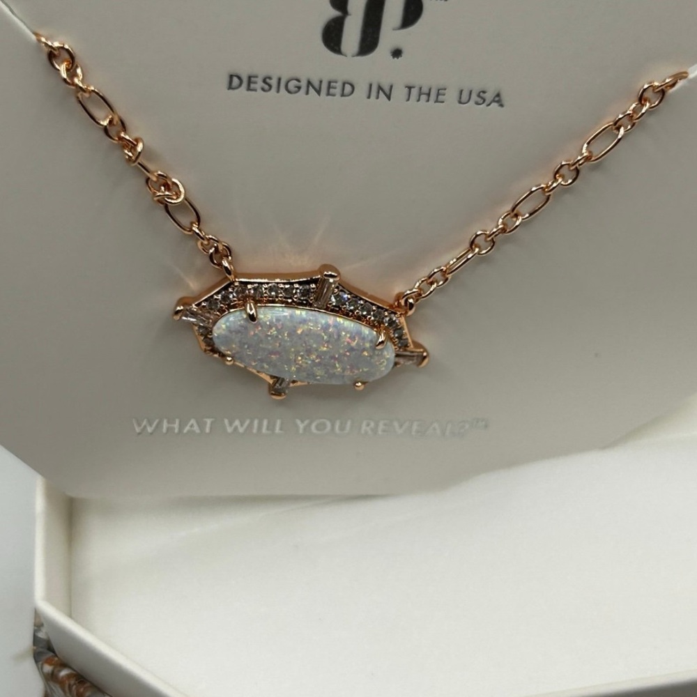 Bomb Party White Opal October Necklace